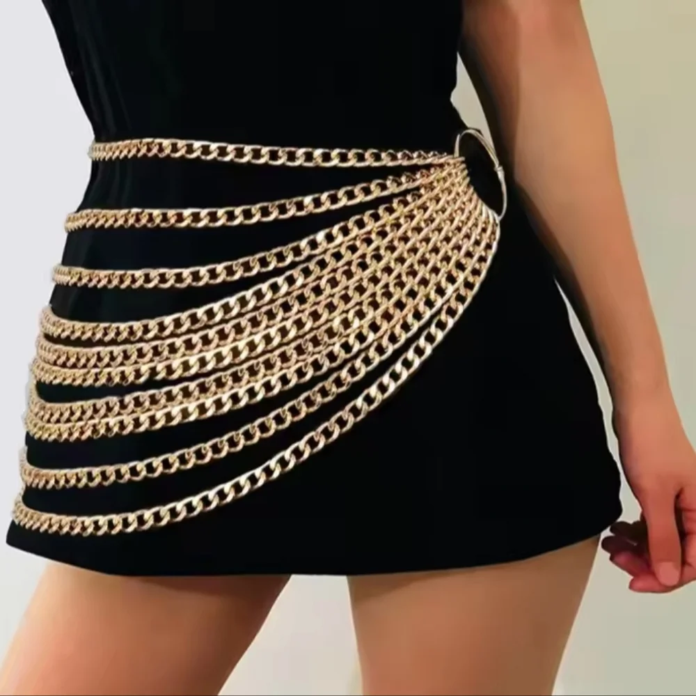 Women Gold Fashion Multi Layered chain Belt - Picture 1 of 3